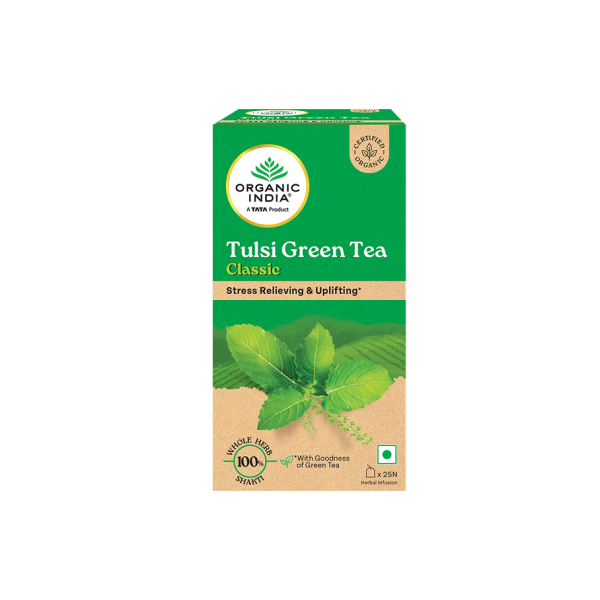 Organic India Tulsi Green Tea A Premium Herbal and Green Tea Blend Made from Organic Tulsi Leaves