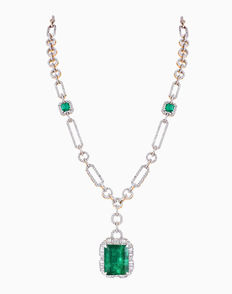 Emerald Halo Statement Necklace