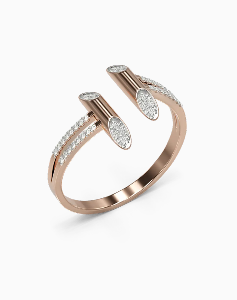Rose Gold Diamond Nail Ring