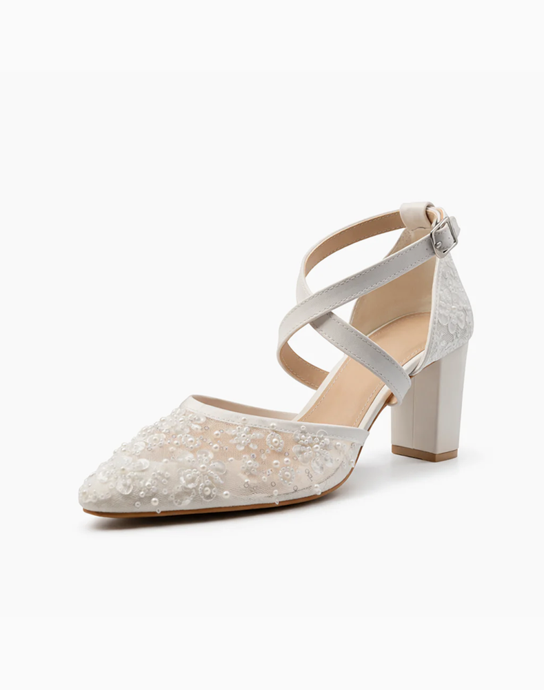 White Pearl Bridal Heels
